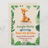 グリーンシンプル招待状かわいい誕生日カード 招待状 (正面/裏面)