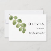 グリーンシンプル金ゴールドユーカリ葉スブリデスメイド 招待状 (正面)