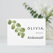 グリーンシンプル金ゴールドユーカリ葉スブリデスメイド 招待状 (スタンド正面)