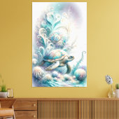 グリーンシーウミガメのキャンバスのプリント キャンバスプリント (インサイチュ (リビング))