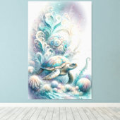 グリーンシーウミガメのキャンバスのプリント キャンバスプリント (インサイチュ (ウッドフロア))