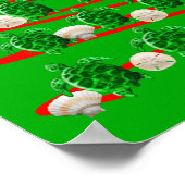 グリーンシーウミガメのクリスマスツリー ポスター (角)