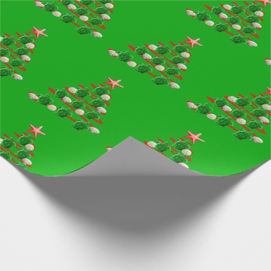 グリーンシーウミガメのクリスマスツリー ラッピングペーパー (角)