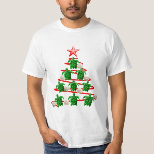 グリーンシーウミガメのクリスマスツリー Tシャツ (正面)
