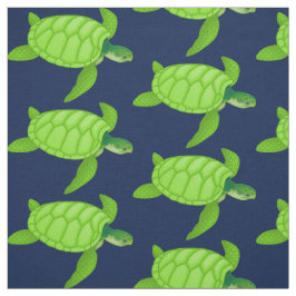 グリーンシーウミガメon Navy ファブリック