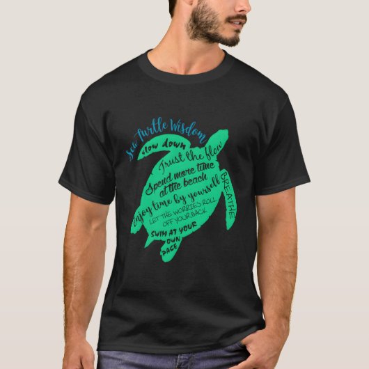 グリーンシーカメハワイアンホヌウィズダム Tシャツ (正面)