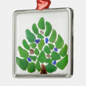 グリーンシーガラスクリスマスツリー メタルオーナメント (左)