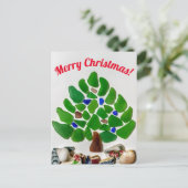 グリーンシーガラスワシントンビーチクリスマスツリー シーズンポストカード (スタンド正面)