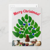 グリーンシーガラスワシントンビーチクリスマスツリー シーズンポストカード (正面/裏面)