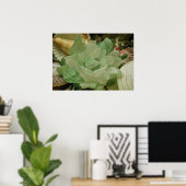 グリーンシーガラス花 ポスター (ホームオフィス)