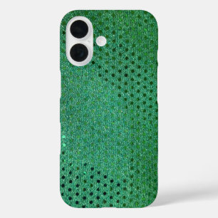 グリーンシークインきらめく iPhone 16ケース