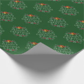 グリーンシーズンズグリーティングスクラシックビンテージクリスマス ラッピングペーパー (角)