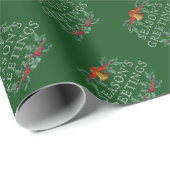 グリーンシーズンズグリーティングスクラシックビンテージクリスマス ラッピングペーパー (ロールコーナー)