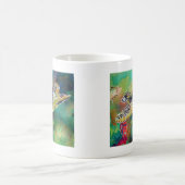 グリーンシータートルシルク絵を描ズ コーヒーマグカップ (中央)