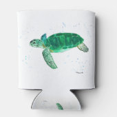 グリーンシータートル 水彩画 沿岸 熱帯の海 缶クーラー (裏面)