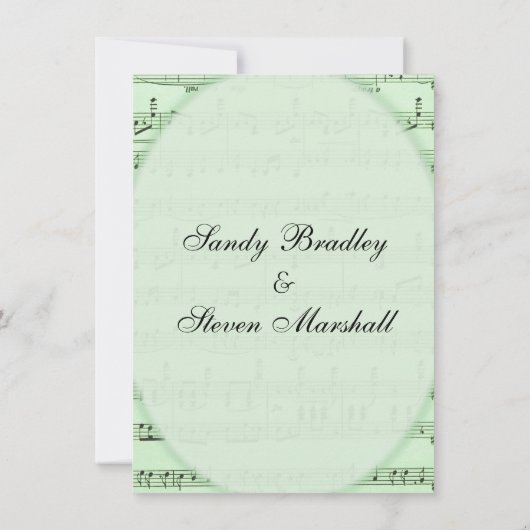 グリーンシート音楽テーマ結婚式招待状 招待状 (裏面)