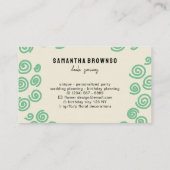 グリーンシープニュー生まれベビードゥラ 名刺 (裏面)