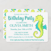 グリーンシーホースシーホースビーチ誕生日パーティー 招待状 (正面/裏面)