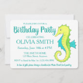 グリーンシーホースシーホースビーチ誕生日パーティー 招待状 (正面)