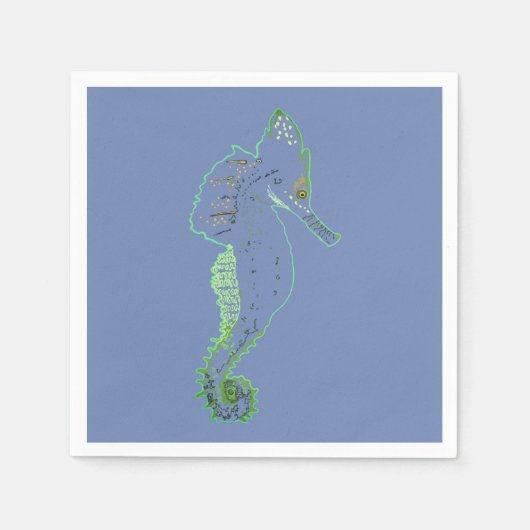 グリーンシーホースベクターアートカクテルナプキン スタンダードカクテルナプキン (正面)