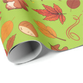 グリーンシームレスキノコ離れ類の包装紙 ラッピングペーパー (ロールコーナー)