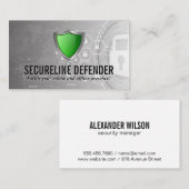 グリーンシールドセキュリティロゴ | 背モダン景 名刺 (正面/裏面)