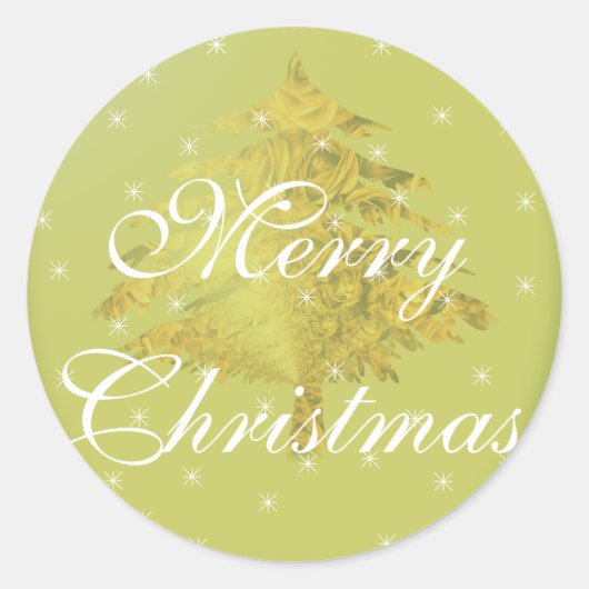 グリーンシール金ゴールドクリスマスツリーと星 ラウンドシール (正面)