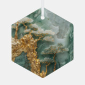 グリーンジェイドアンド金ゴールド村 ガラスオーナメント (裏面)