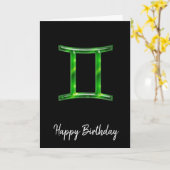 グリーンジェミニサイン誕生日カード カード (黄色い花)