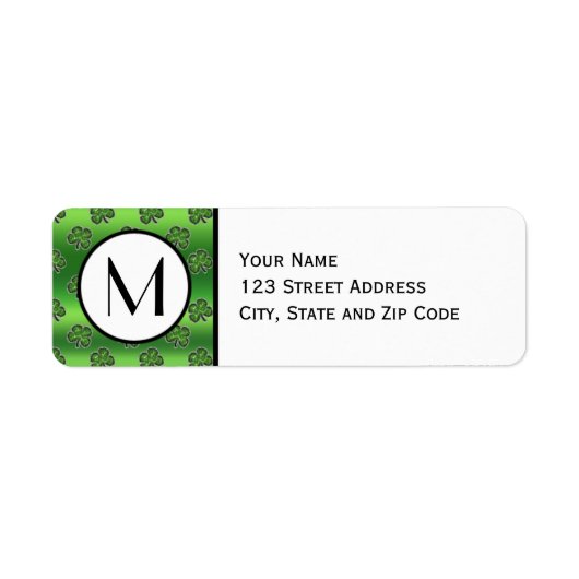 グリーンジェムシャムロックパターン差出人住所ラベル ラベル (正面)