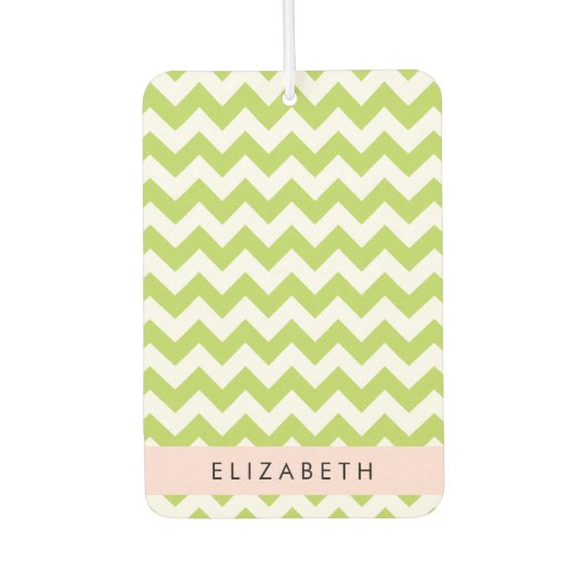 グリーンジグザググリーンシェブロンお名前 カーエアーフレッシュナー (正面)