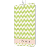 グリーンジグザググリーンシェブロンお名前 カーエアーフレッシュナー (左)