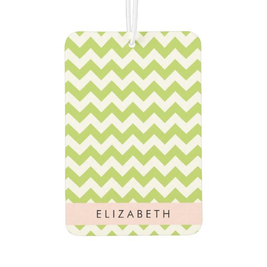 グリーンジグザググリーンシェブロンお名前 カーエアーフレッシュナー (裏面)