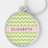 グリーンジグザググリーンシェブロンお名前 キーホルダー (正面)