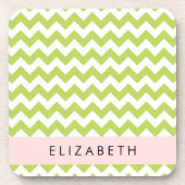 グリーンジグザググリーンシェブロンお名前 コースター (正面)