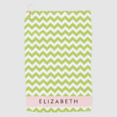 グリーンジグザググリーンシェブロンお名前 ゴルフタオル (正面)