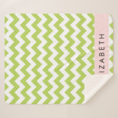 グリーンジグザググリーンシェブロンお名前 シェルパブランケット (正面(横))