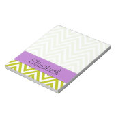 グリーンジグザググリーンシェブロンお名前 ノートパッド (回転)
