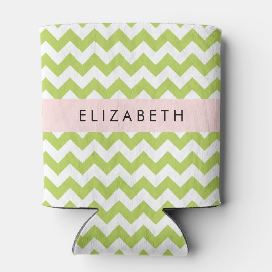 グリーンジグザググリーンシェブロンお名前 缶クーラー (裏面)