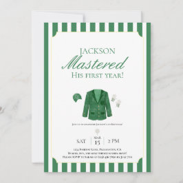 グリーンジャケットゴルフファースト誕生日招待状 サンキューカード
