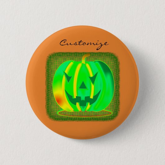 グリーンジャックランタンハロウィーンThunder_Cove 缶バッジ (正面)