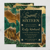 グリーンジャングルアニマルプリントアゲートSweet sixteen 招待状 (正面/裏面)