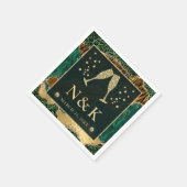 グリーンジャングルアニマルプリントグリッターアゲ結婚ート スタンダードカクテルナプキン (角)