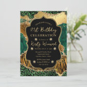 グリーンジャングルサファリグリッターアゲート21歳の誕生日 招待状 (スタンド正面)