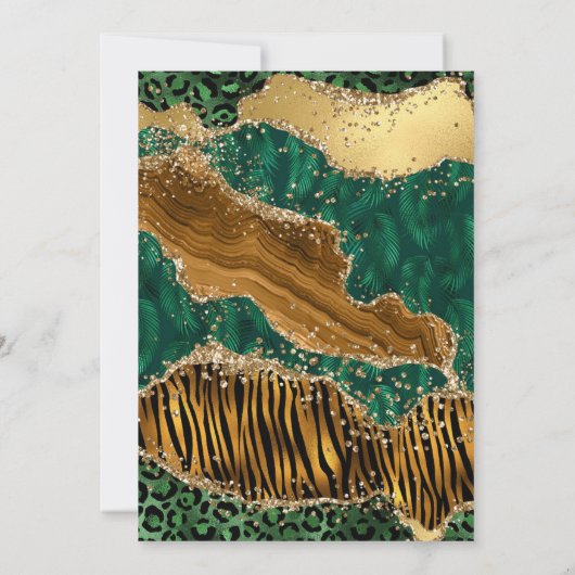 グリーンジャングルサファリグリッターアゲート21歳の誕生日 招待状 (裏面)