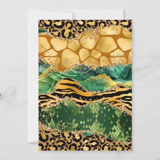 グリーンジャングルサファリグリッターアゲート21歳の誕生日 招待状 (裏面)