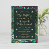 グリーンジャングルサファリグリッターアゲート21歳の誕生日 招待状 (スタンド正面)