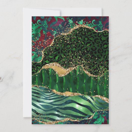 グリーンジャングルサファリグリッターアゲート21歳の誕生日 招待状 (裏面)