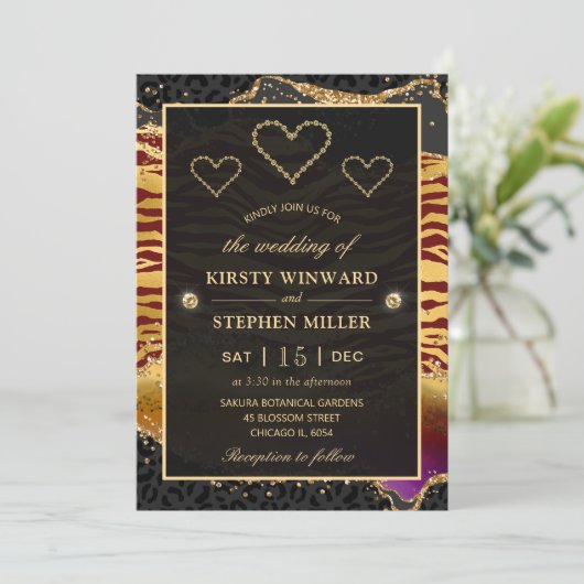 グリーンジャングルサファリグリッターアゲ結婚ート 招待状 (スタンド正面)