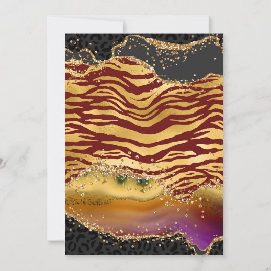 グリーンジャングルサファリグリッターアゲ結婚ート 招待状 (裏面)